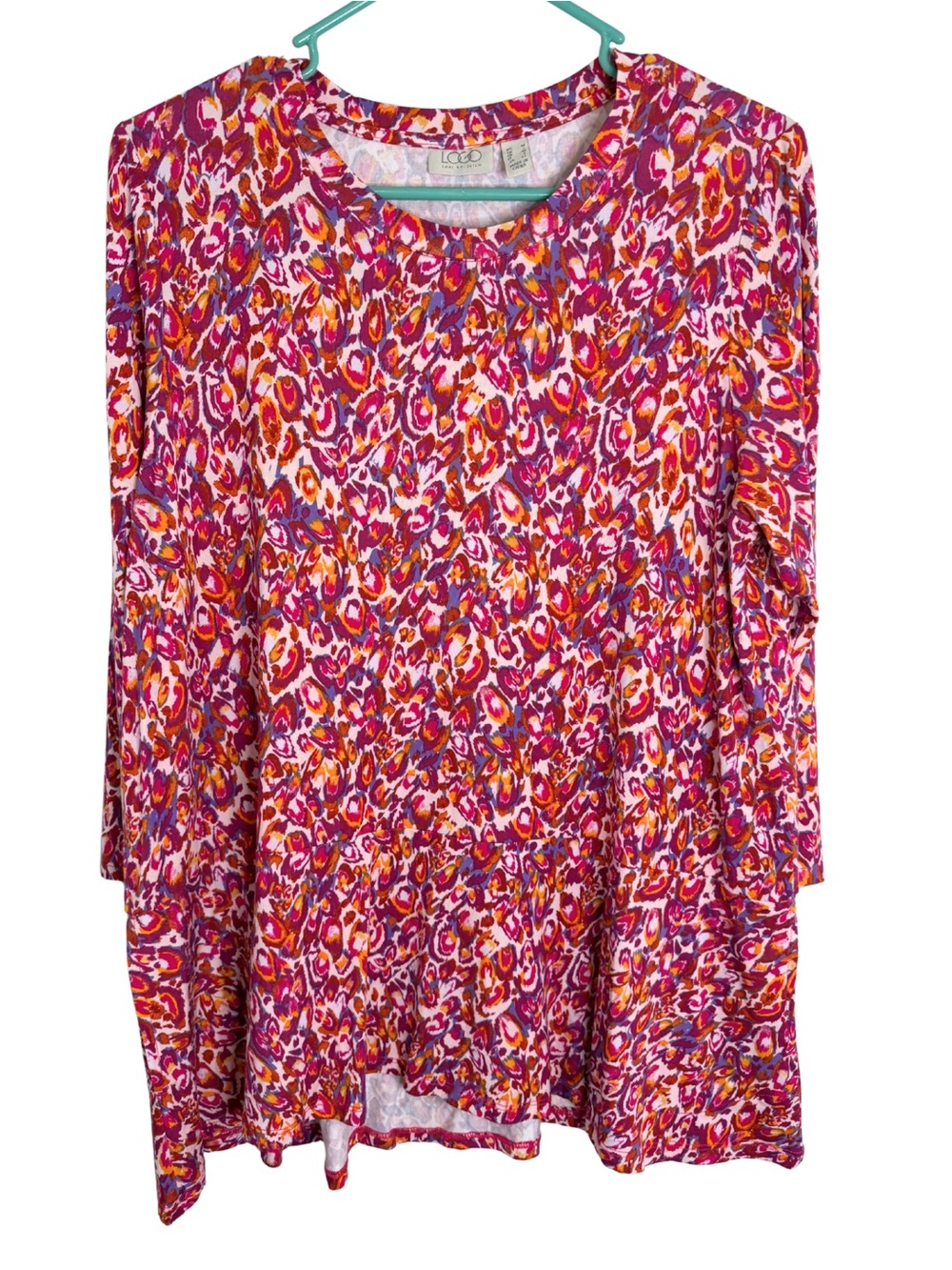 3/$20 LOGO by Lori Goldstein Abstract Print 3/4 Sleeve Tunic Size Medium